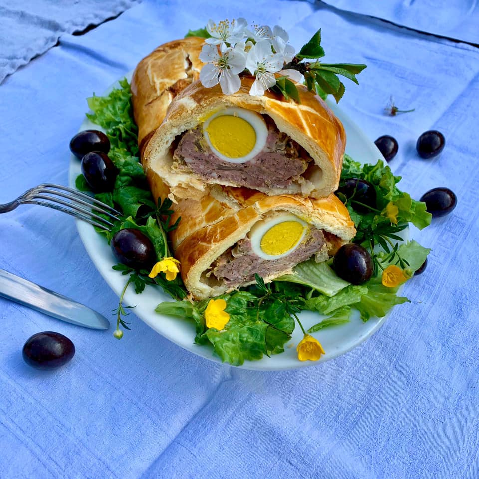French traditional Easter Meat & Egg pate berrichon recipe